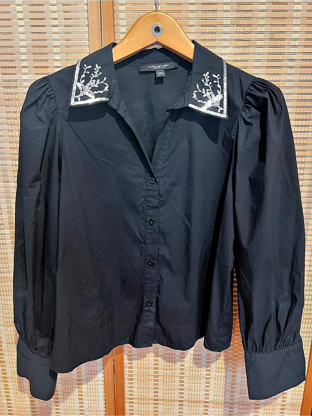 Marc New York Andrew Marc Embroidered Sequin Collar Black Size Large